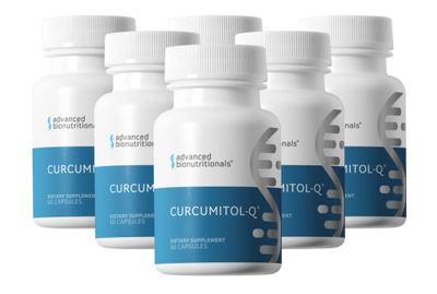 Official photograph of six Curcumitol-Q bottles