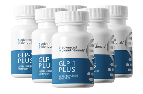 Official photograph of six GLP-1 Plus bottles